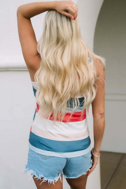 Débardeur à rayures multicolores et col cranté