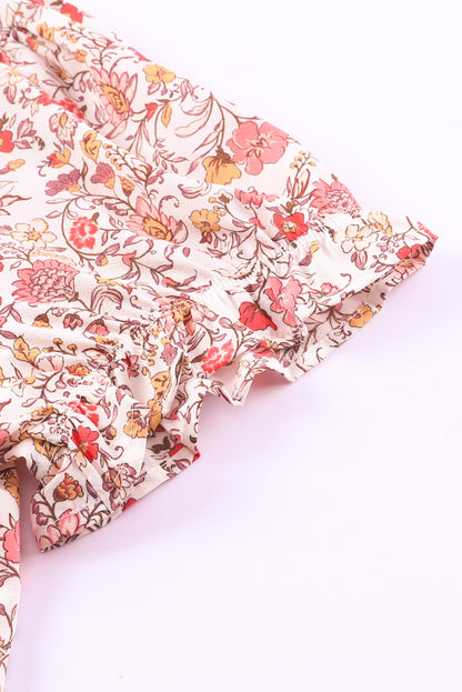 Haut grande taille à imprimé floral et col fendu 