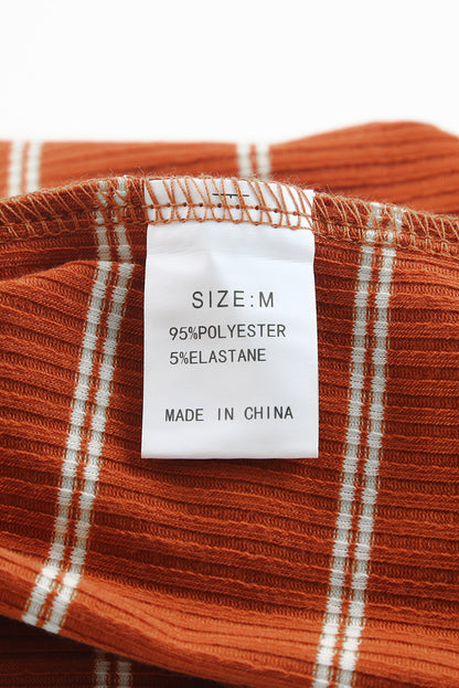 Pull rayé en tricot côtelé à poignets color block