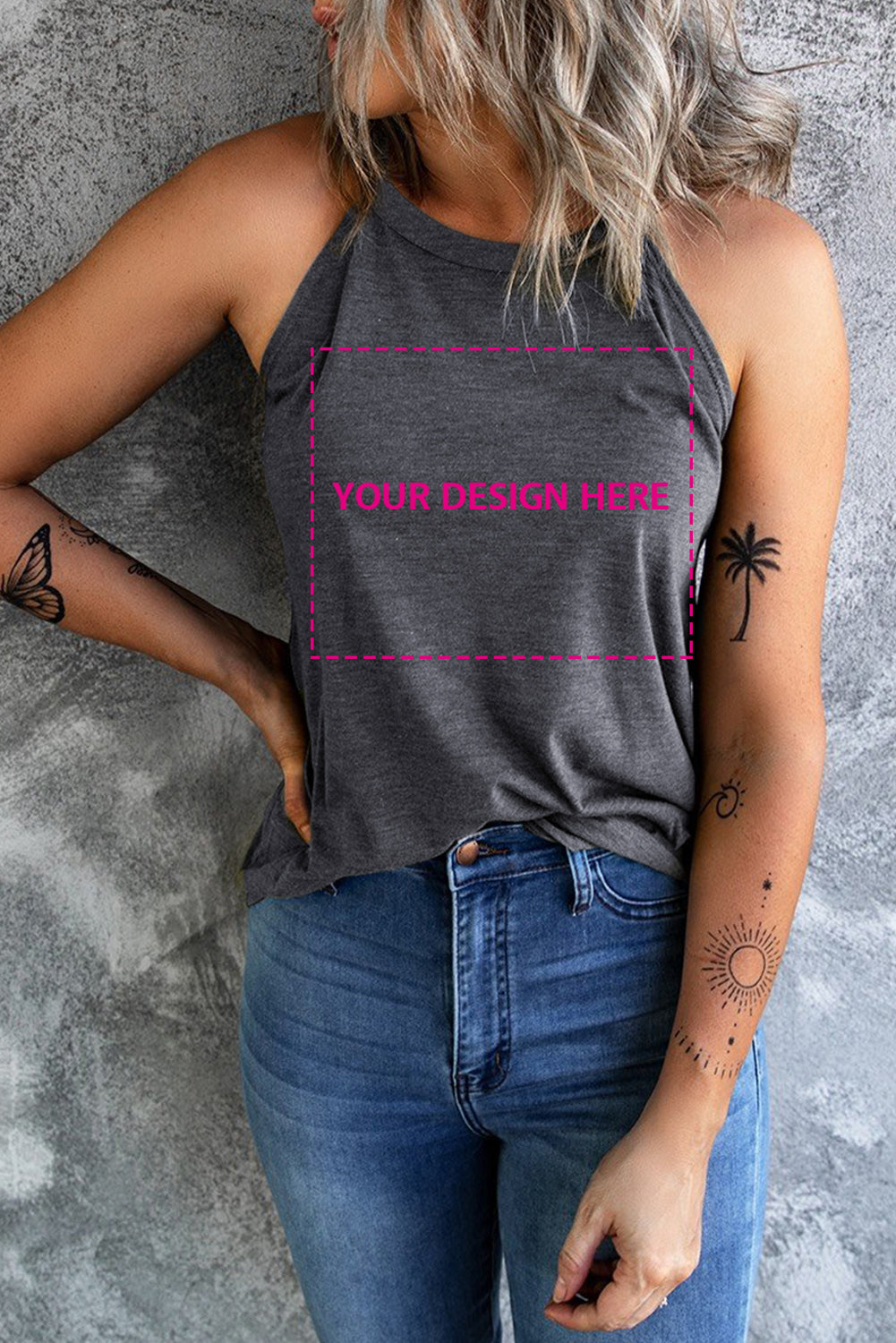 Solid Color Crew Neck Tank Top