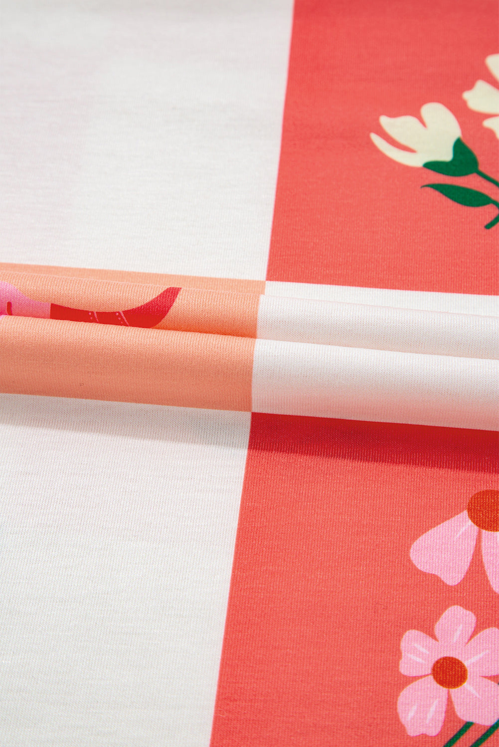 T-shirt à col rond orange à imprimé carreaux Western Fashion