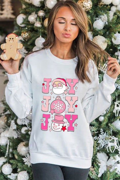 Sweat-shirt beige à épaules tombantes et motif Père Noël JOY