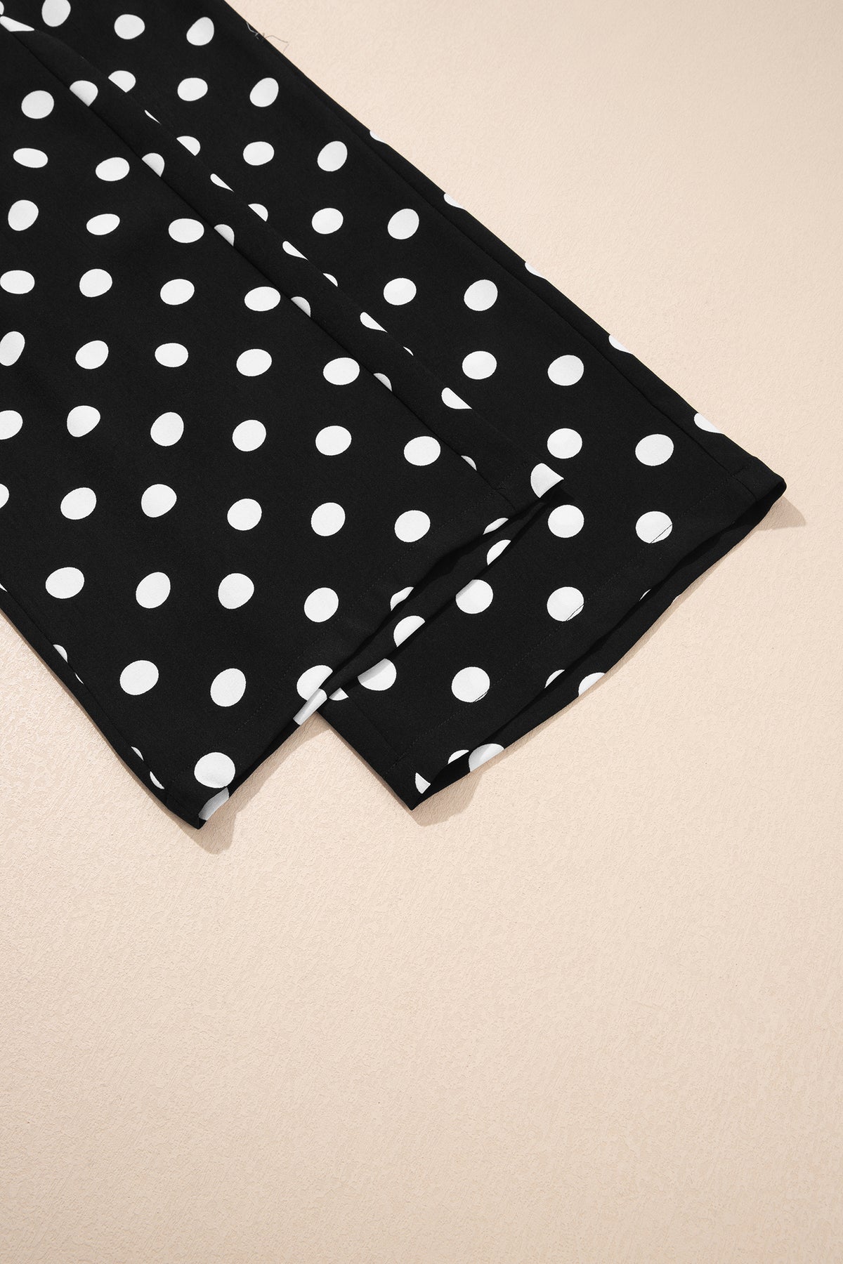 Polka Dot Print Patched Pocket Mid-rise Straight Leg Pants