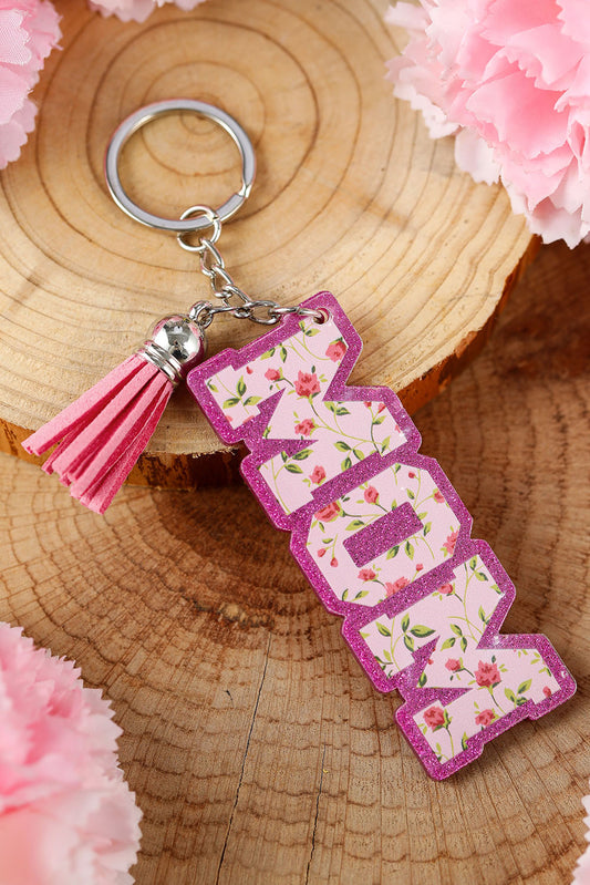 MOM Flower Tassel Acrylic Keychain