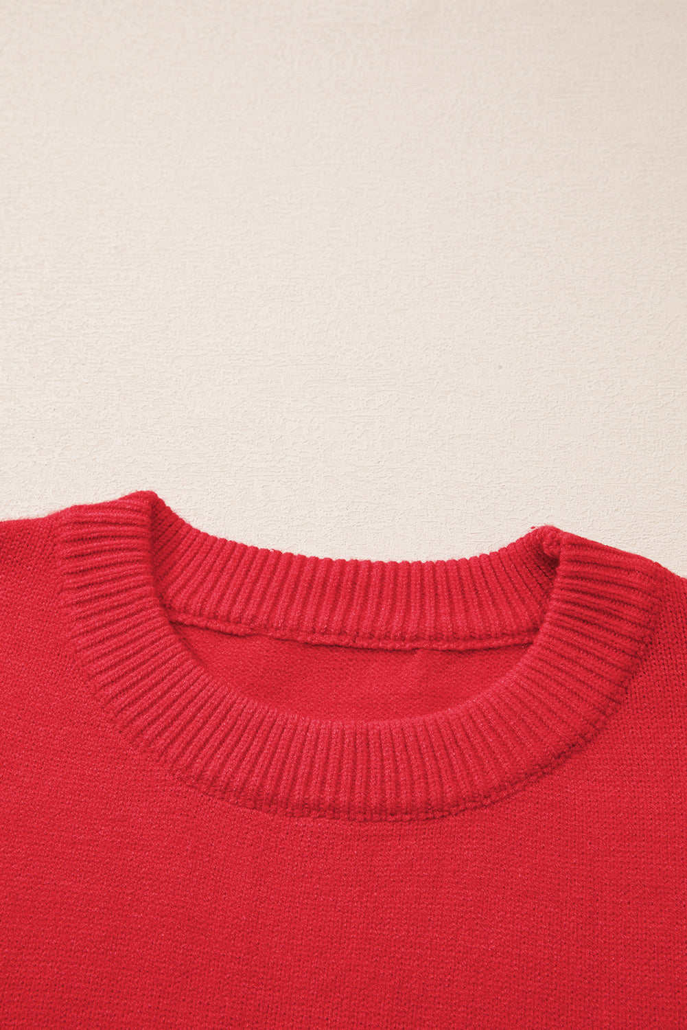 Fiery Red Tinsel merry Pattern Drop Shoulder Plus Size Sweater