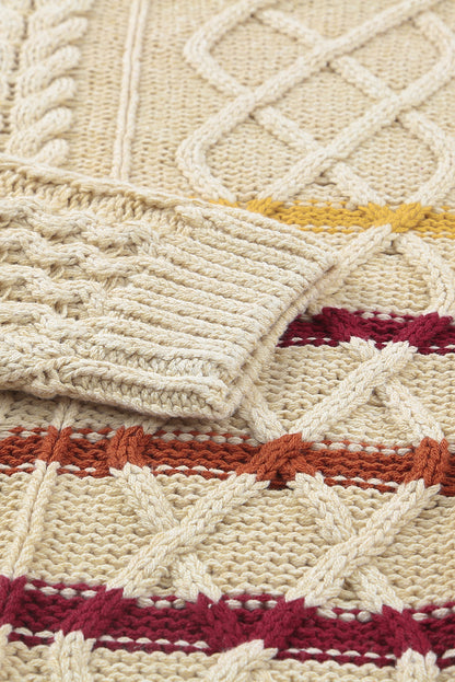 Suéter tipo jersey de punto texturizado con bloques de color a rayas 