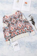 Multicolor Aztec Print Knitted Pullover Sweater