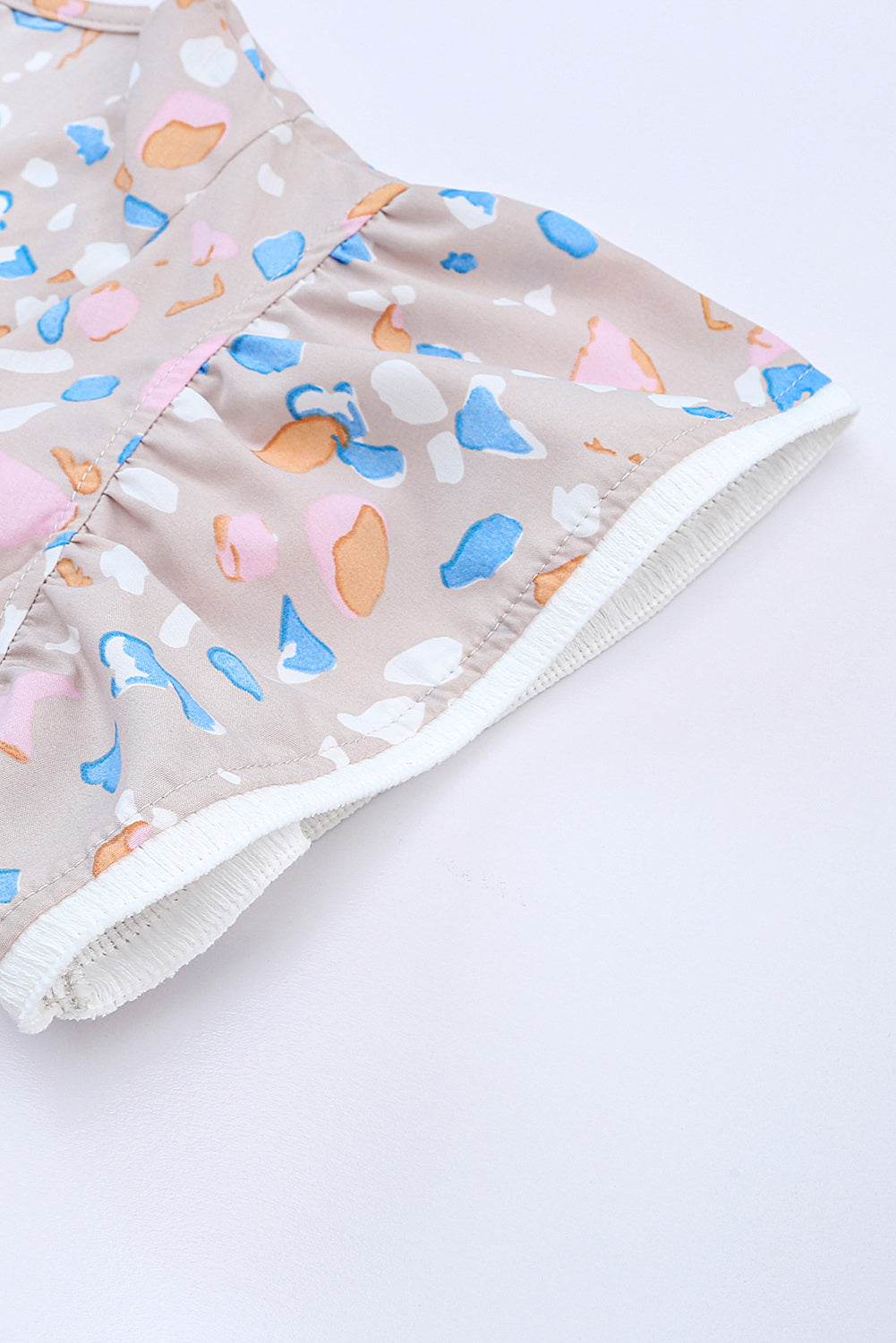 Robe kaki à imprimé croisé et col en V, manches flottantes