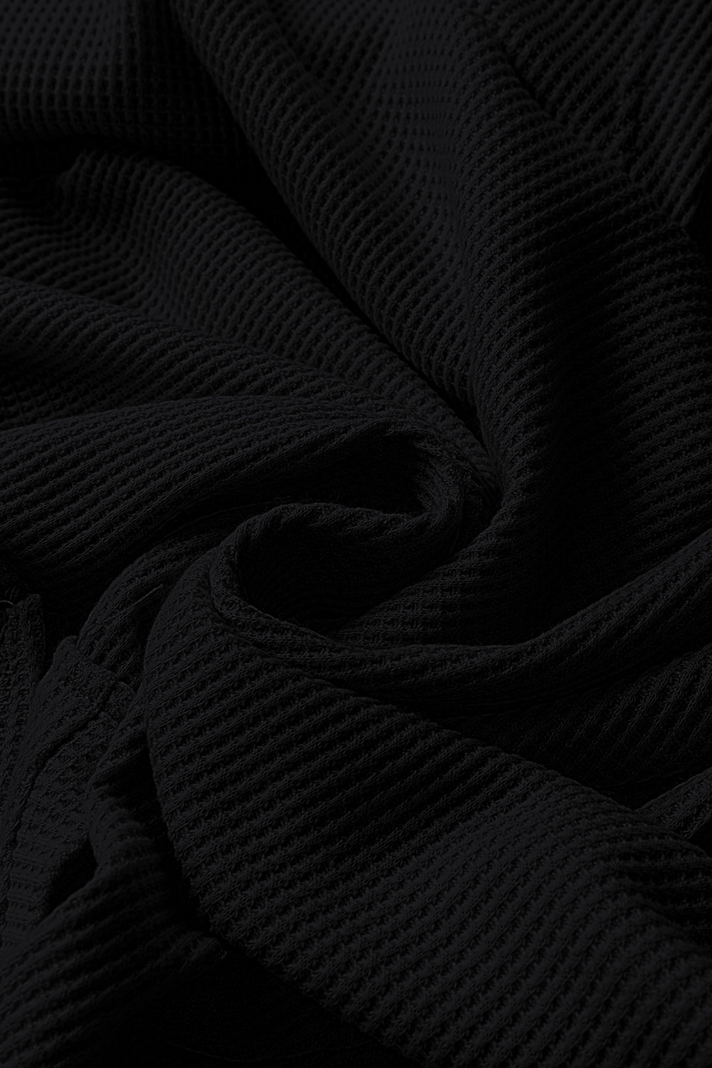 Sweat à capuche surdimensionné noir en tricot gaufré doublé polaire