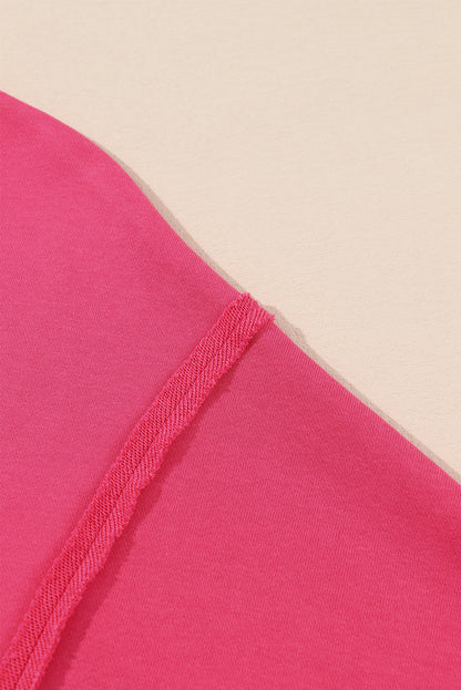 Sweat-shirt kaki à coutures apparentes, épaules tombantes et fentes, ourlet haut-bas 