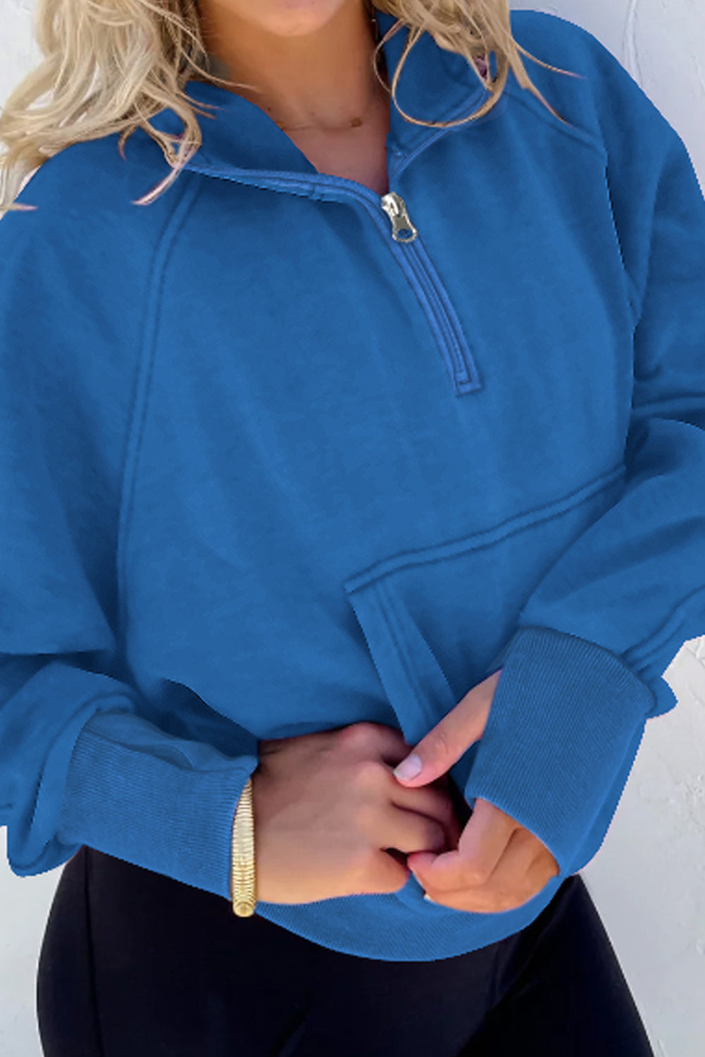 Sweat à capuche zippé délavé minéral grande taille Bluing 