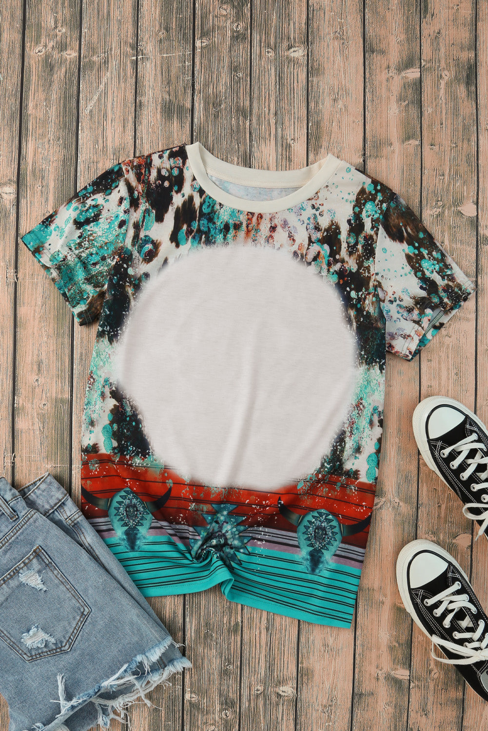 Blank Apparel - T-shirt graphique vierge à imprimé western vert délavé