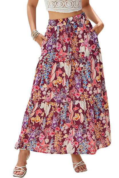 Chemisier à manches bouffantes et motifs floraux multicolores 