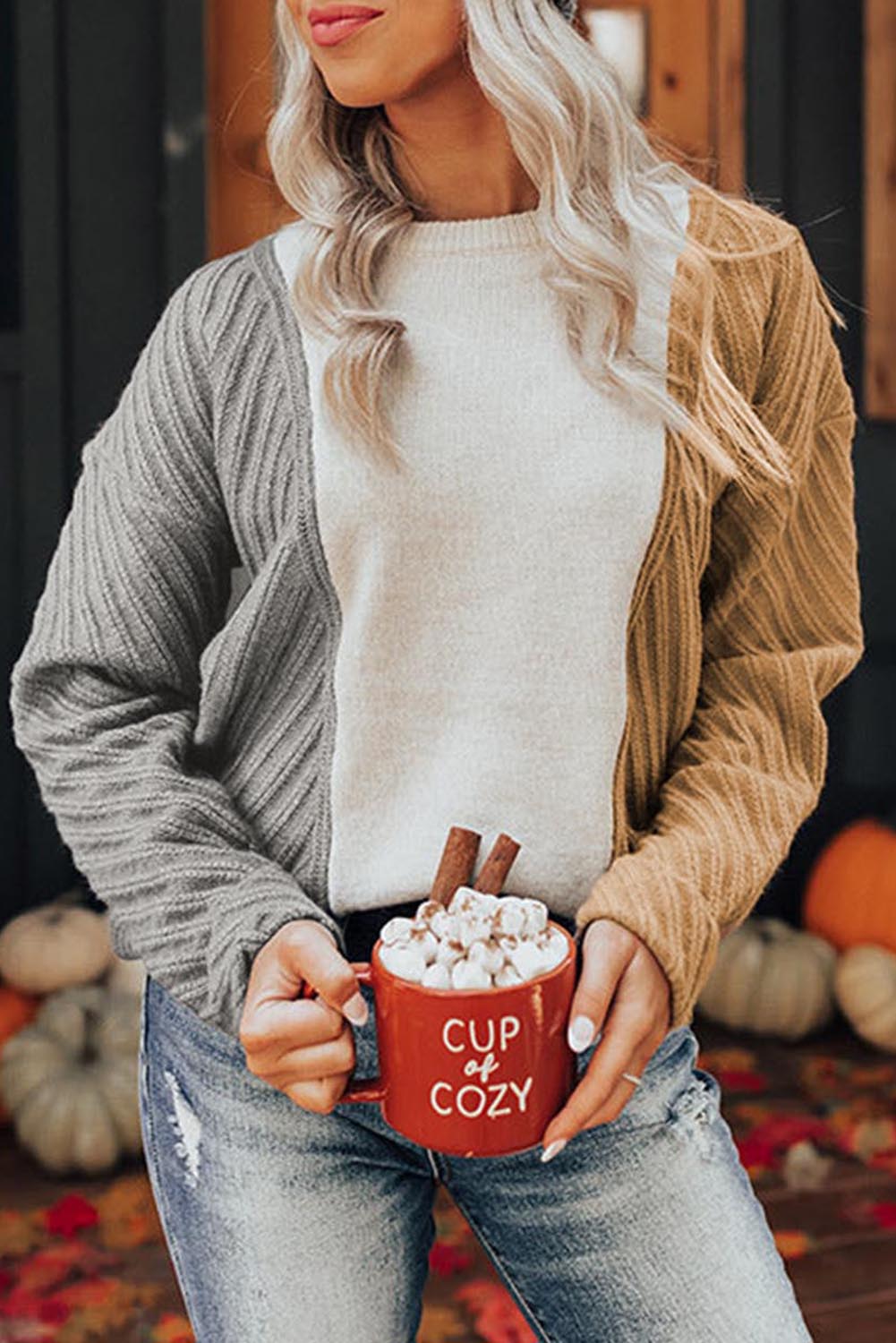 Pull texturé multicolore à épaules tombantes