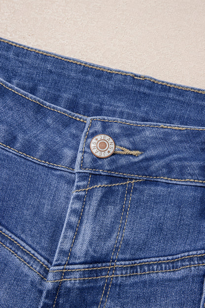 Beau Blue Tailored Center Seam Detail Straight Loose High Rise Jeans