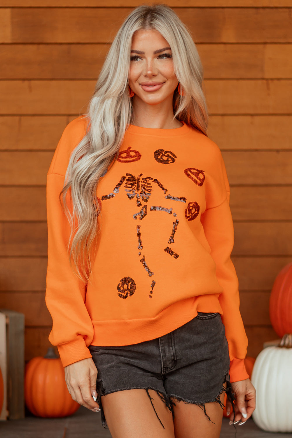 Carrot Dancing Critters Sequin Halloween Crewneck Sweatshirt