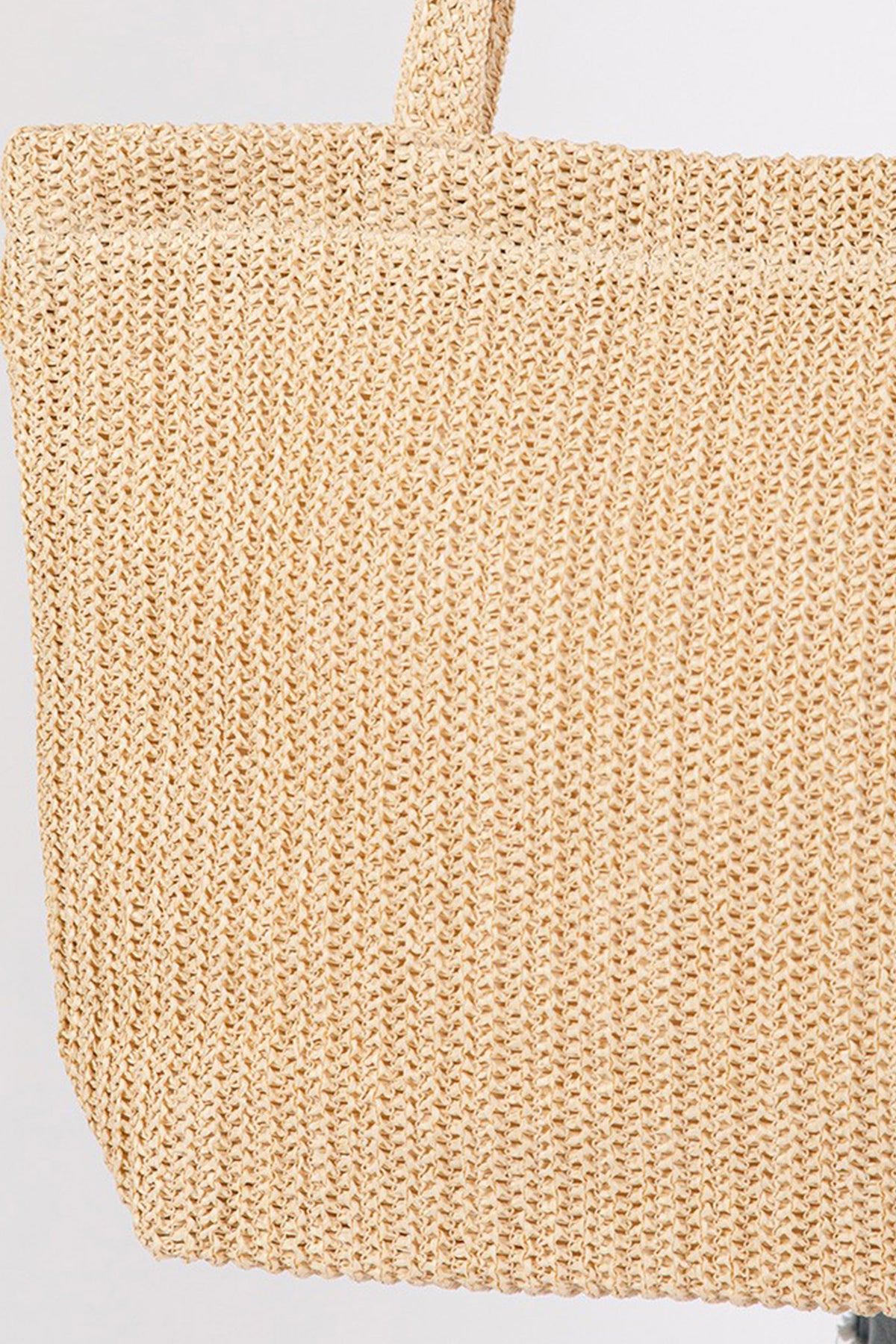 Parchment Solid Color Straw Woven Summer Beach Tote Bag