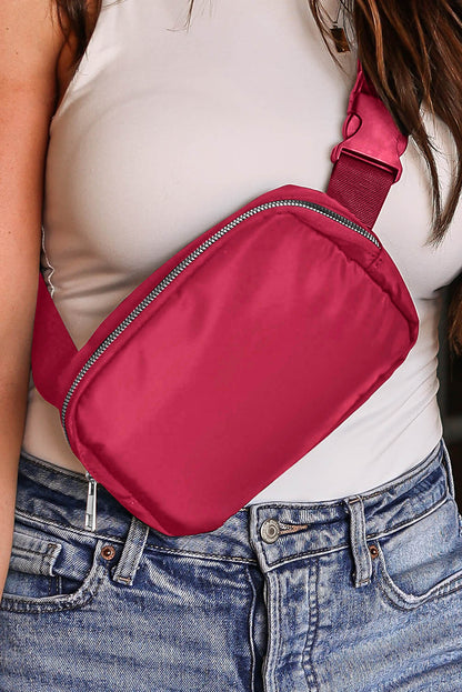Fiery Red Waterproof Zipped Crossbody Chest Bag 20*5*14cm
