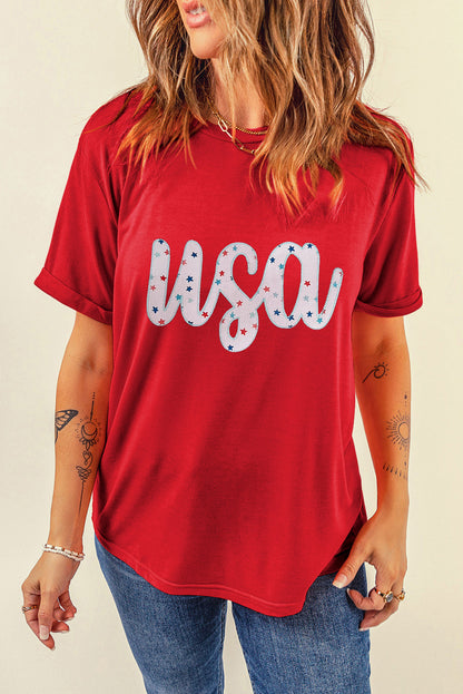 T-shirt ras du cou graphique Red Starry USA
