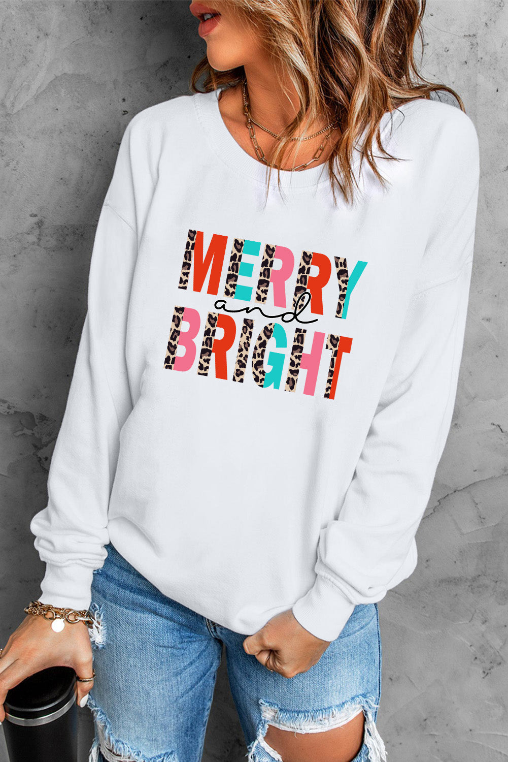 Sweat-shirt à imprimé léopard MERRY and BRIGHT