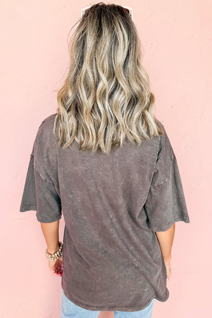 T-shirt graphique gris moyen à imprimé guépard vintage délavé minéral