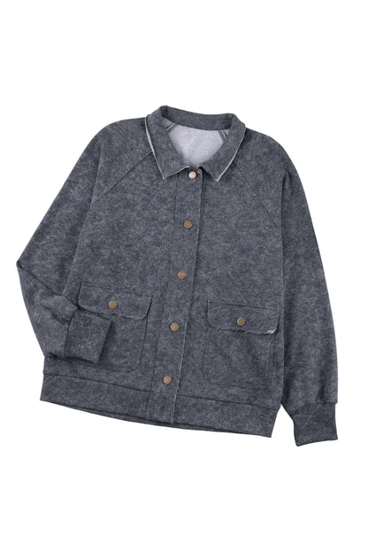 Chaqueta con botones y bolsillo con solapa lavada vintage roja