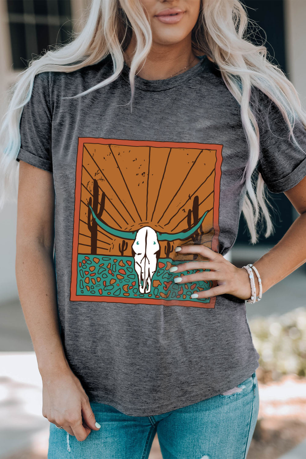 T-shirt graphique à paillettes et cœur