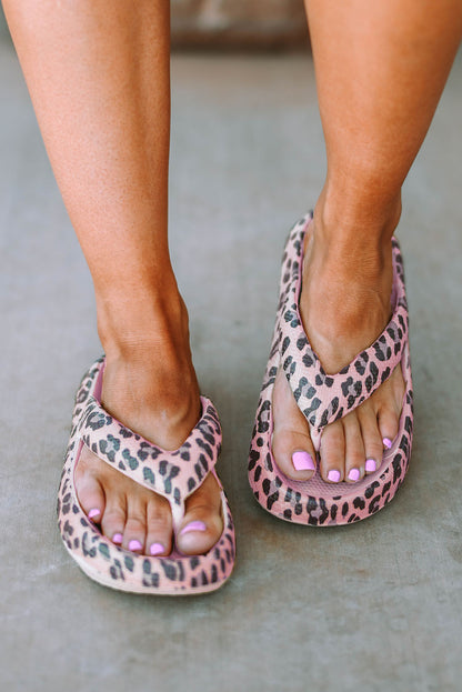 Leopard Print Thick Sole Flip Flops