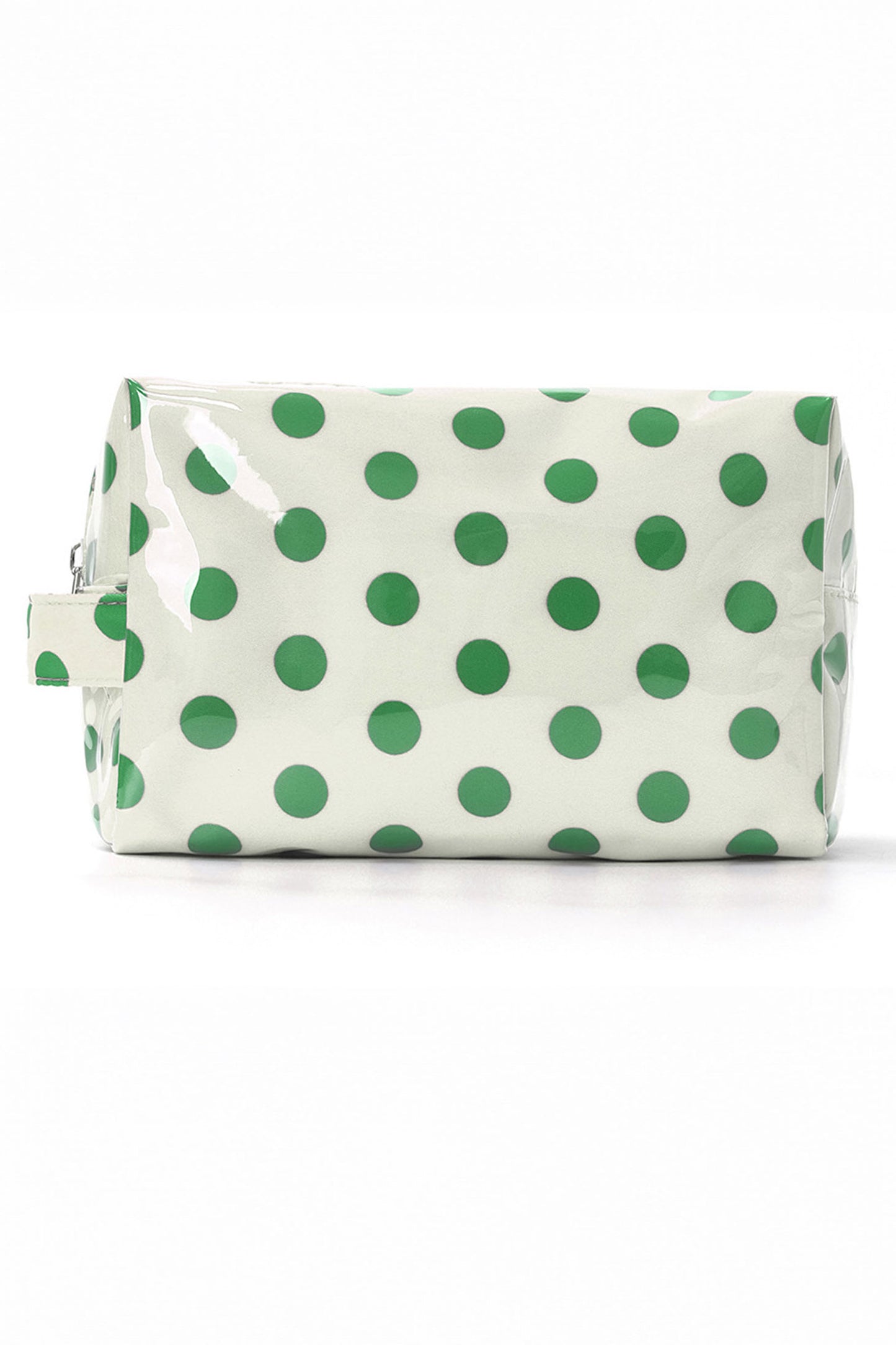 White Durable PVC Polka Dot Makeup Bag