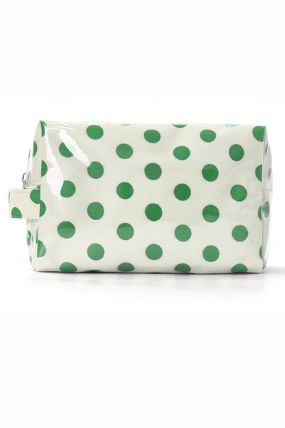 White Durable PVC Polka Dot Makeup Bag