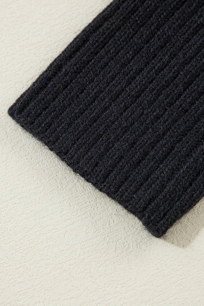 Cardigan ample à rayures noires, col en V, boutonné, épaules tombantes