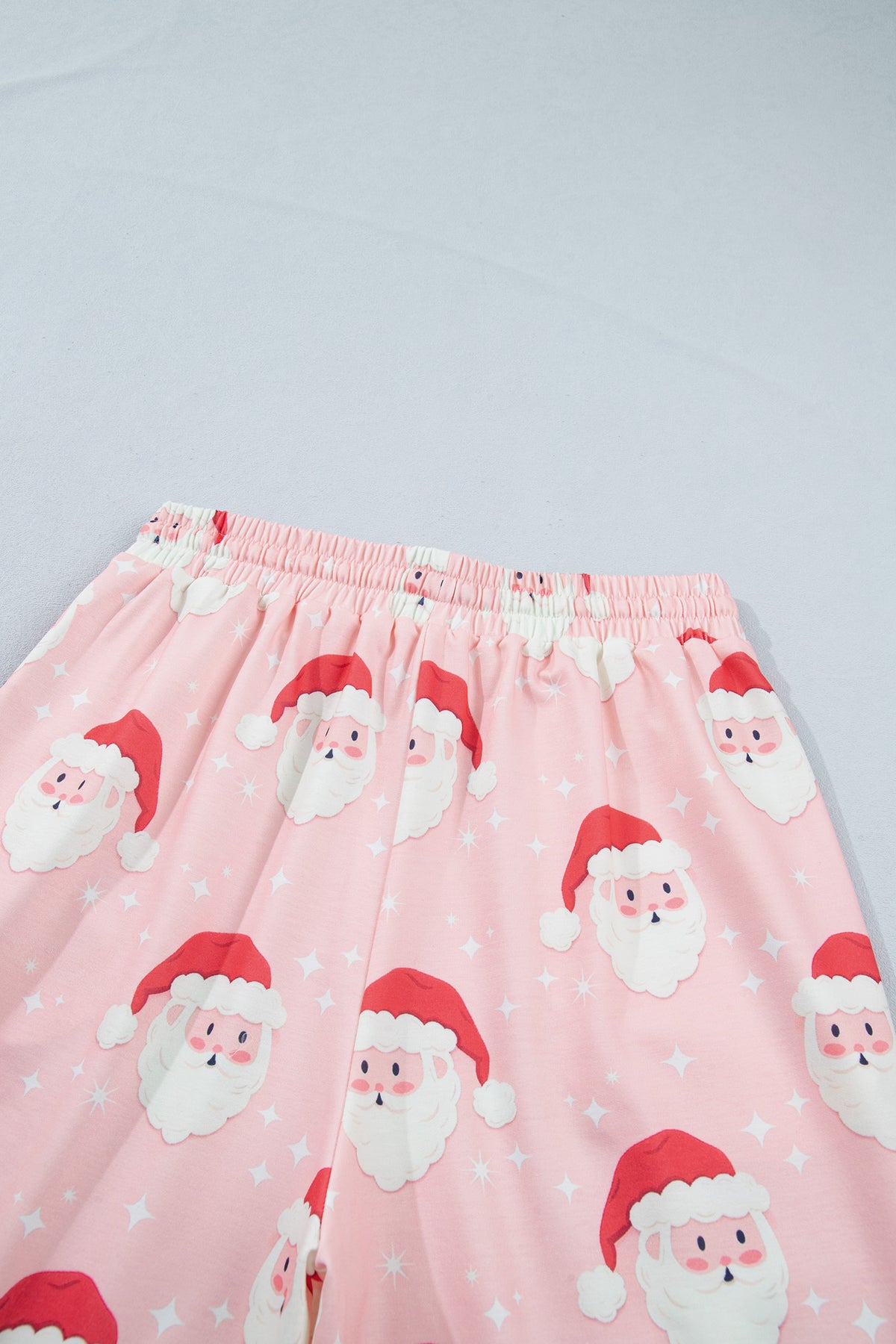 Pink Abstract Santa Pattern Long Sleeve Two Piece Shift Lounge Set