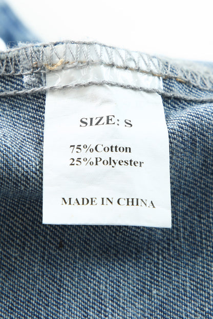 Chaqueta vaquera con dobladillo deshilachado y estampado azteca multicolor