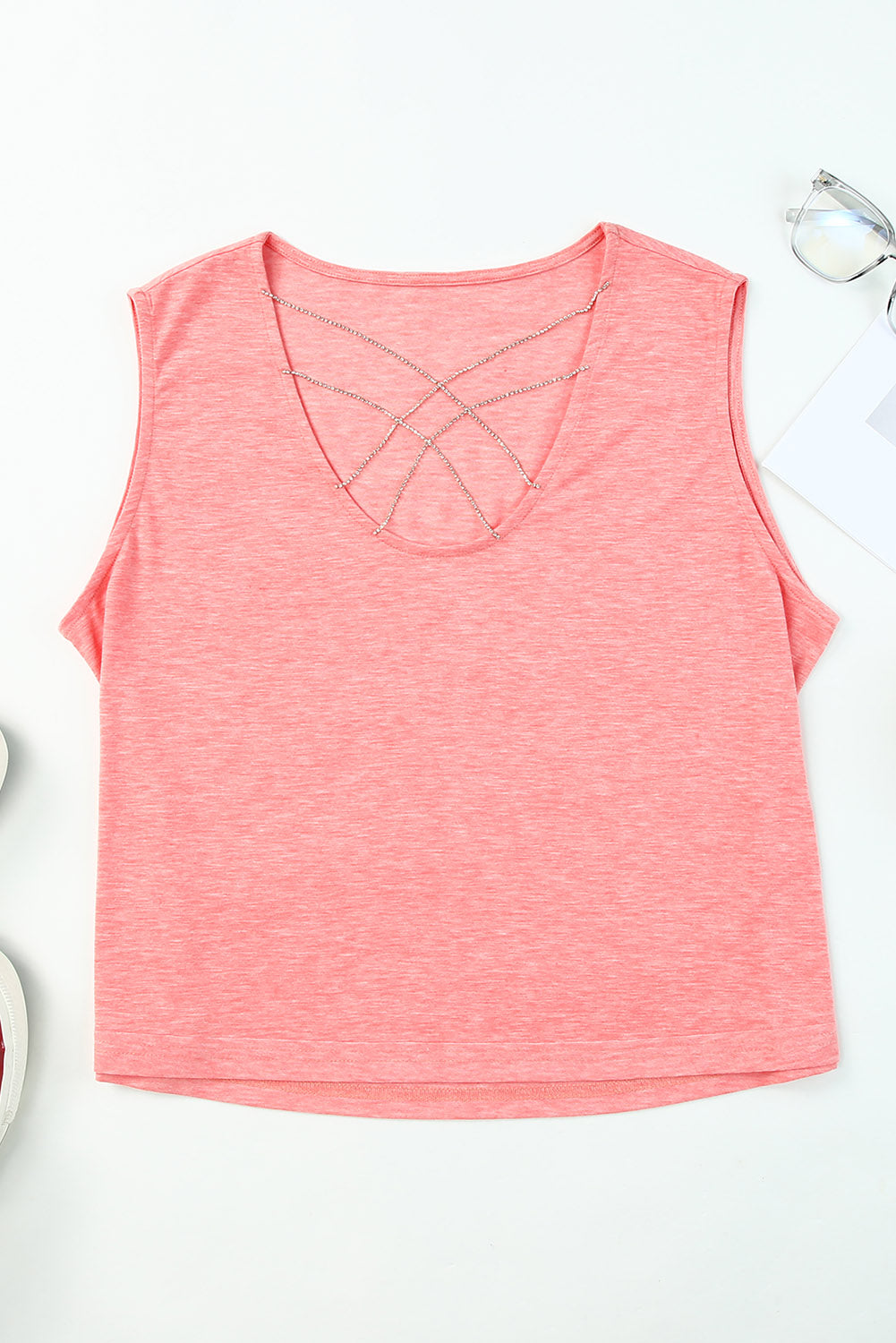 Débardeur ample à bretelles et strass