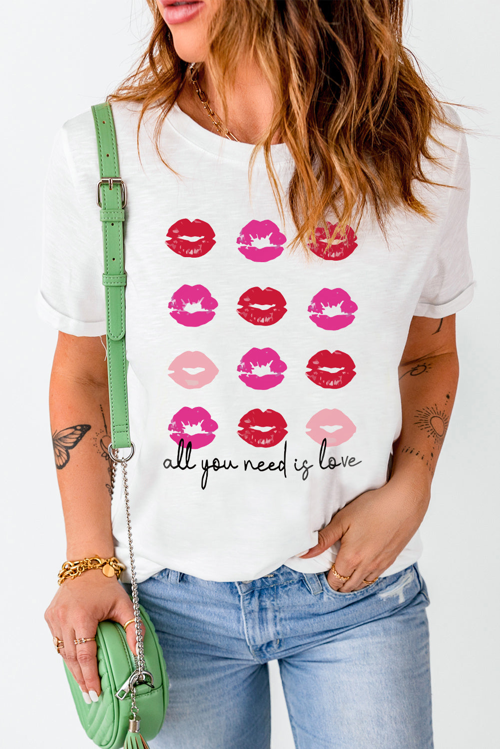 all you need is love Valentines Kisses Graphic Tee
