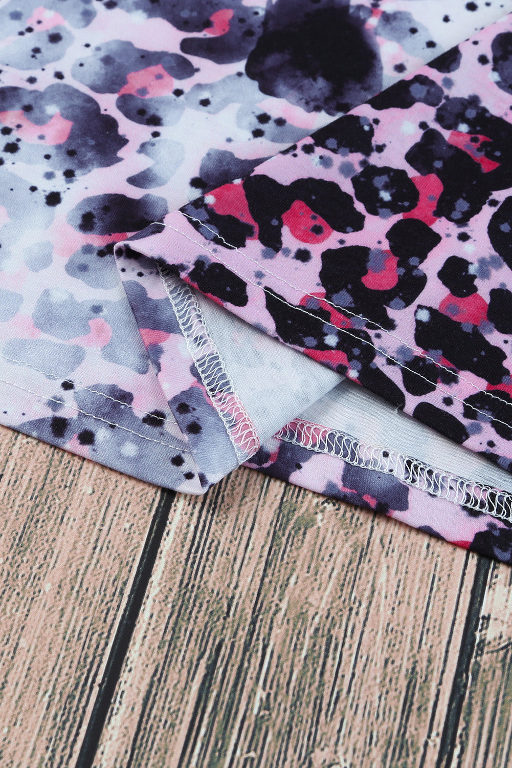 Blank Apparel - Pink Leopard Dyed Print Bleached Blank Tee