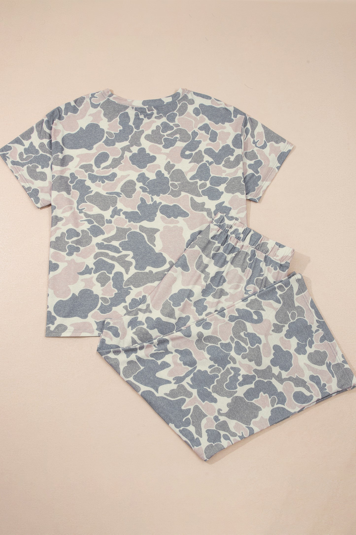 Multicolour Retro Camouflage Print Plus Size 2pcs Outfit