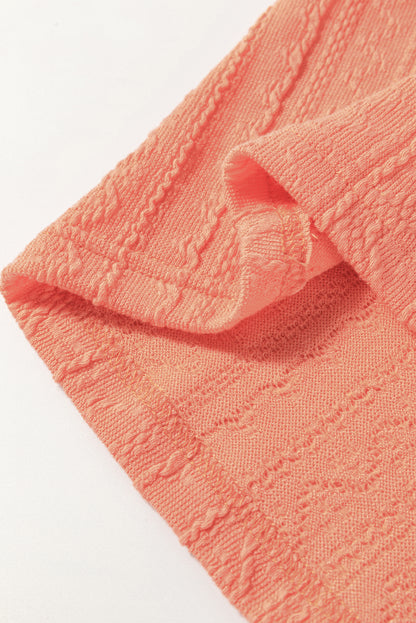 Ensemble haut à manches courtes et short à cordon de serrage, couleur châtain clair texturé, poches plaquées