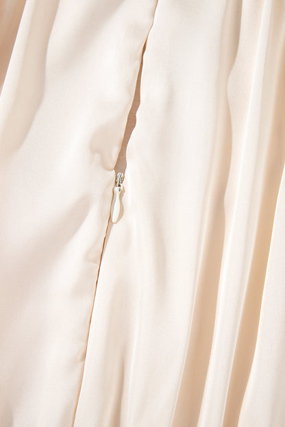 Mini-robe ample à volants superposés et manches bouffantes, couleur abricot