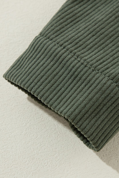 Veste-chemise à capuche surdimensionnée en velours côtelé contrasté vert jungle