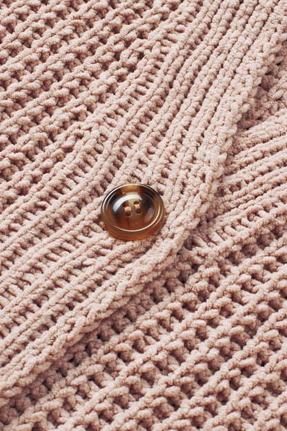 Cardigan tricoté kaki boutonné sur le devant à épaules tombantes