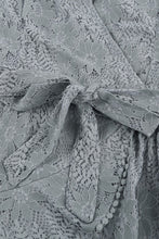 Flutter Sleeve Wrap V Neck Floral Lace Short Dress