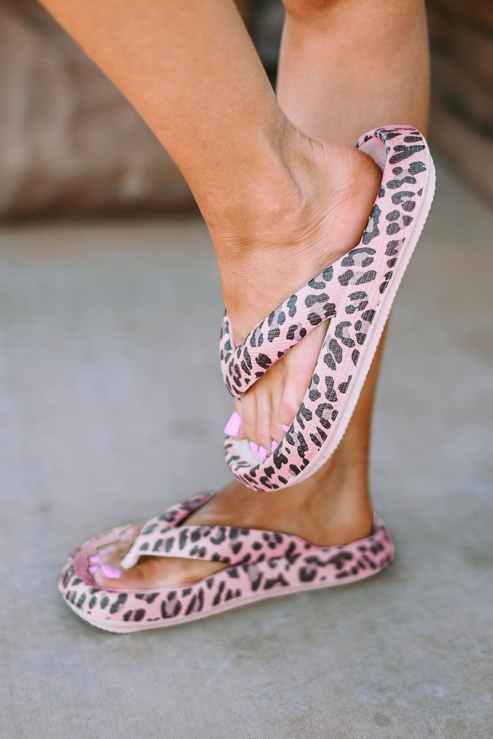 Leopard Print Thick Sole Flip Flops