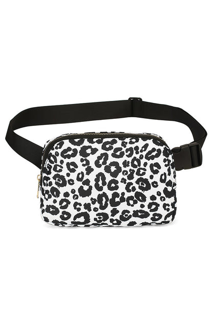 Leopard Print Buckle Canvas Chest Bag 20*5*14cm