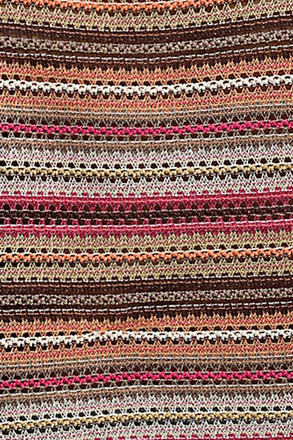 Haut court à manches longues et rayures ethniques rouge rose