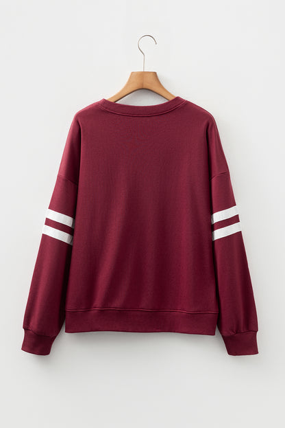 White Varsity Striped Detail Drop Shoulder Oversized Sweatshirt