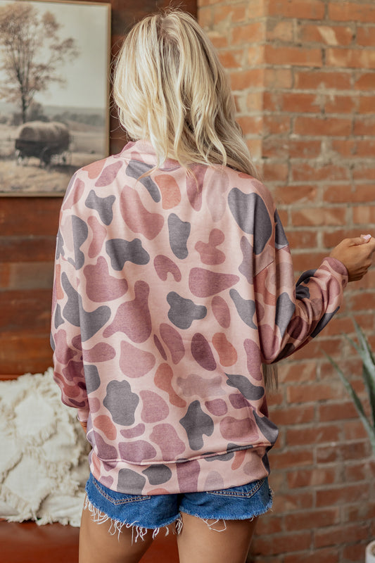 Multicolour Camouflage Western Style Pullover Sweatshirt