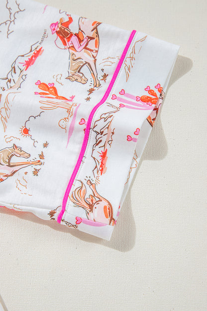 Ensemble de pyjama blanc à imprimé cowgirl country