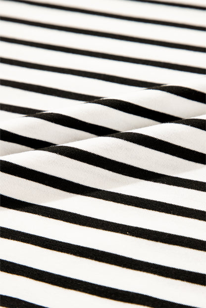 Débardeur noir à rayures et col rond avec poche poitrine