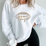 White Rugby Game Day Embroidered Corduroy Sweatshirt